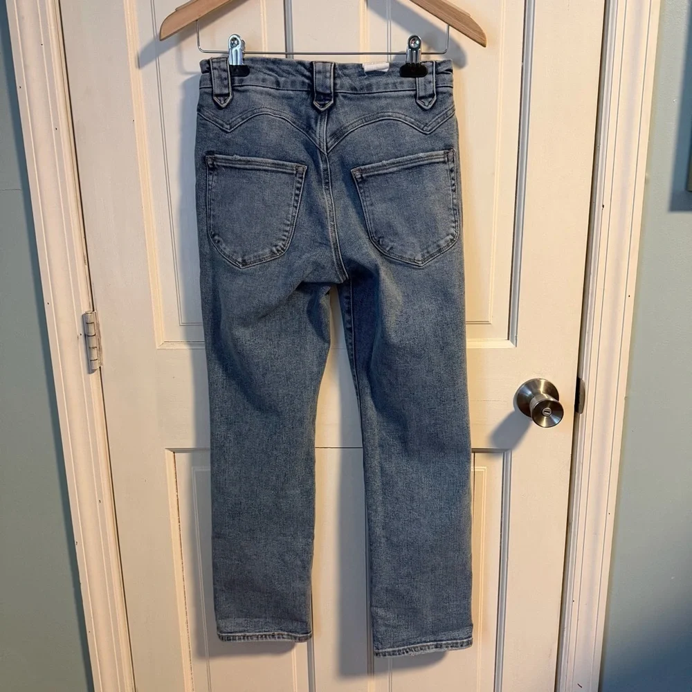 Good American Good Legs Straight Jeans with Western Details 4 27 Light Wash